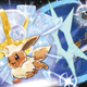 Art shows an Eevee undergoing a crystal transformation after leaving its trainer's Pokéball.
